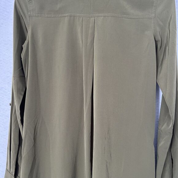 Abercrombie & Fitch Dress Women S Green Button Up Roll Tab Sleeve Casual Preppy - Picture 12 of 15